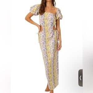 La Porte floral cut out dress with detachable sleeves